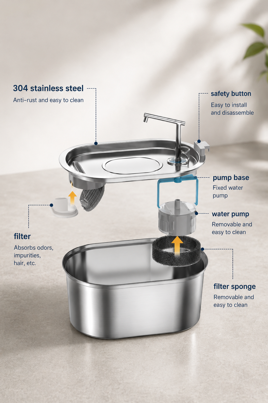 Aura Breeze Stainless Pet Water Fountain
